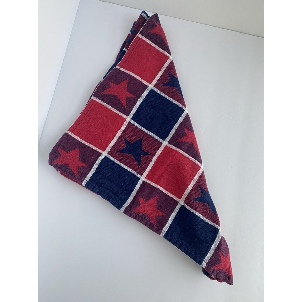 4 Piece Checkered 4th of July Flag Star Patriotic Americana Napkin Set 14" x 16"